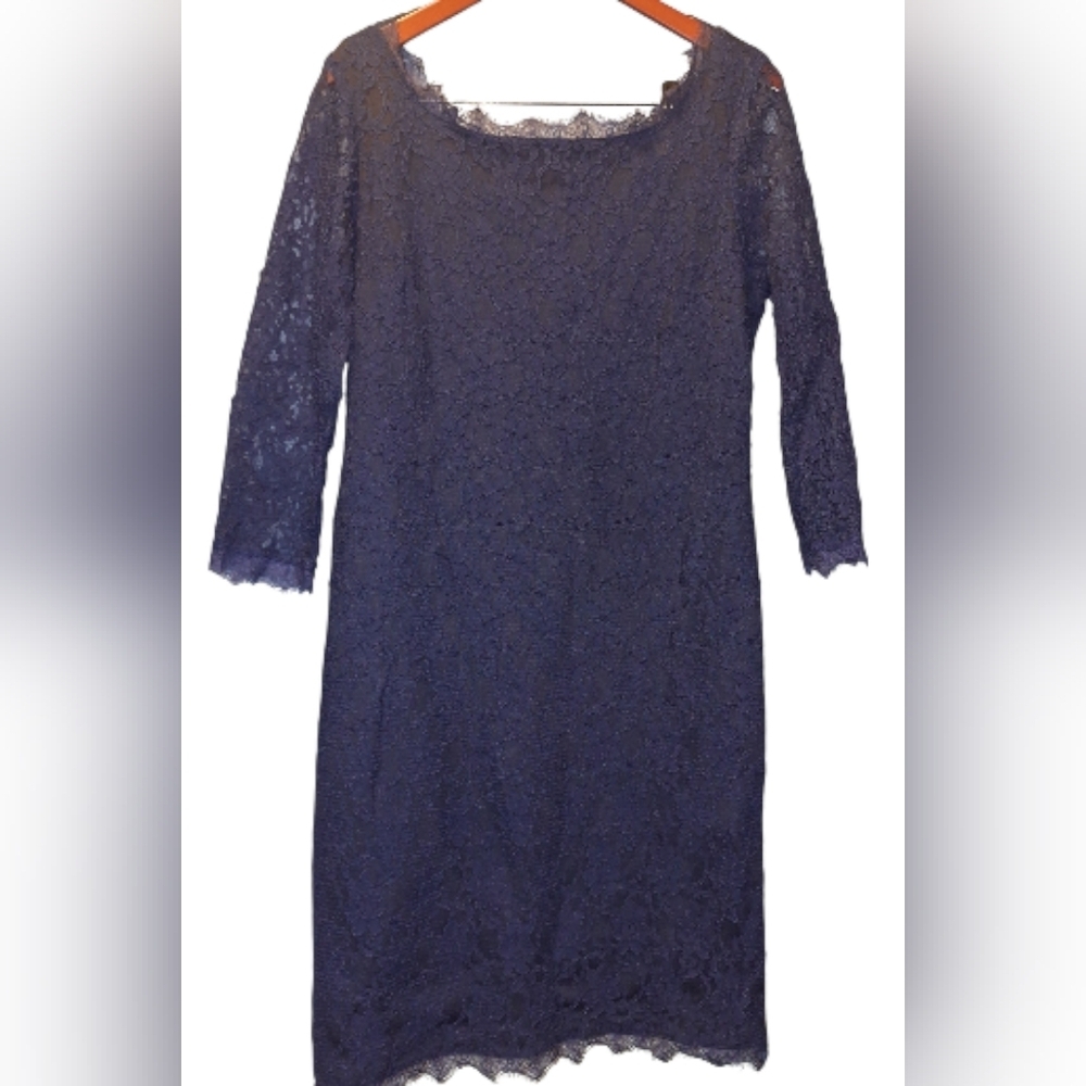 Joseph Ribkoff Navy Blue Floral Lace Dress Large